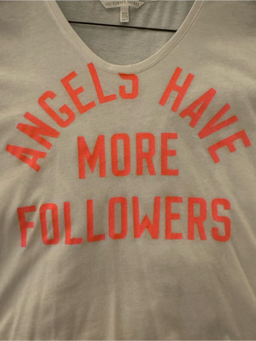 $12 or Bundle 3/$30 - Victoria’s Secret White Long-Sleeve Tee with Coral Graphic - Picture 3 of 5